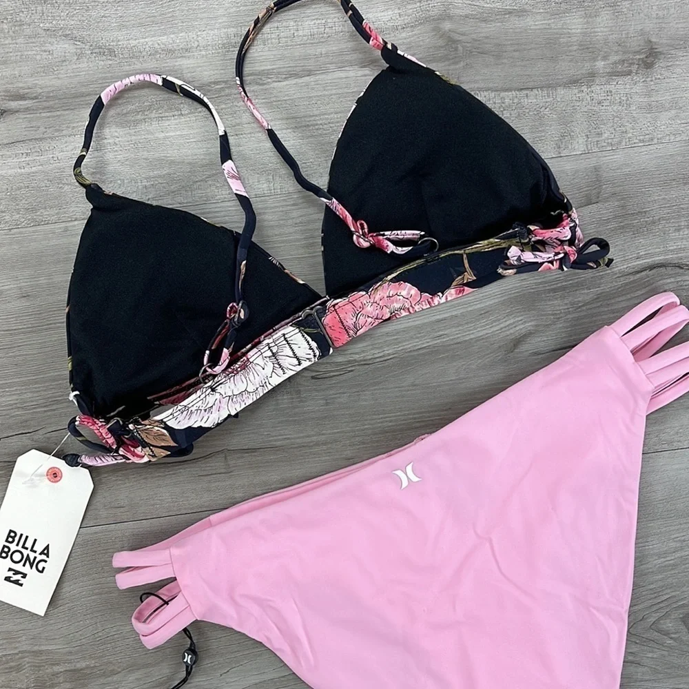☀️HURLEY☀️ BILLABONG ☀️SWEET TIDE FIXED TRI MAX MOD SURF BOTTON BIKINI